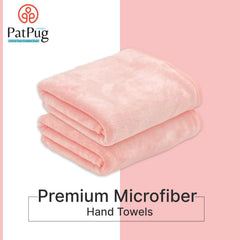 Patpug Ultra Soft Microfiber Hand Towel 400 | Comfortable, Fade Resistant, Highly Absorbent, Quick Drying Towel (Baby Pink) - 2 Piece