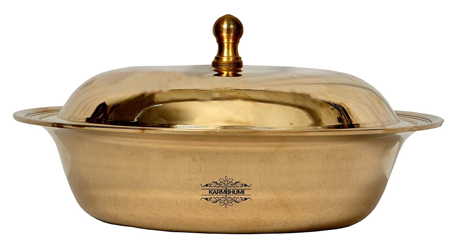 Beautiful Horizontal Royal Plain Bronze Food Storage Container With Air Vent Lid - 1.25 Liters | Kansa Food Storage Container Beautiful Horizontal Royal Plain Bronze Food Storage Container With Air Vent Lid - 1.25 Liters | Kansa Food Storage Container