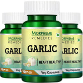 Morpheme Remedies Garlic 500mg, Natural Way To Support The Heart Health | 60 Veg Capsules 100gm 0.2lbs Each Pack Of 3