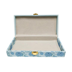Flower Design Gold Foil Scodix Print Matt Touch Decorative Box, Wedding Fancy Shagun Cash Box, Jewellery Box, Money Box, Gaddi Box, Colour - Blue, Pack Of 3