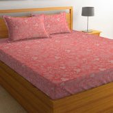 100% Microfiber Bedsheet For Double Bed With 2 Pillow Covers - 90 X 88 Inches, Pink | 144 Thread Count Wrinkle Free & Soft Touch Small Flower Print Sheet
