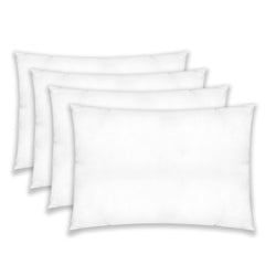 Microfiber Filled Bed Pillow, Comfortable Sleep, White, Standard Size - 16 X 24 Inch | Neck Support, Anti Dust Mite, Antibacterial | Rectangle Shape, Pillow For Sleeping - Set Of 4