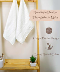 Rangoli Soft Absorbent Durable Towels Earthly Egyption Cotton Plush Oversized Small Size Bath Towel 600 Gsm (White)- Pack Of 2