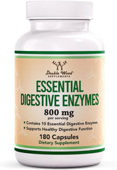 Urban Star Digestive Enzymes 800mg Blend Of All 10 Most Essential Digestive & Pancreatic Enzymes Amylase, Lipase, Bromelain, Lactase Etc | 180 Capsules, 300gm 0.66lbs