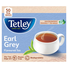 Tetley Earl Grey Flavoured Black Tea - Pack Of 2 X 50 Tea Bags | Biodegradable, Environment Friendly Tea Bags - Plastic Free, Caffeine Free