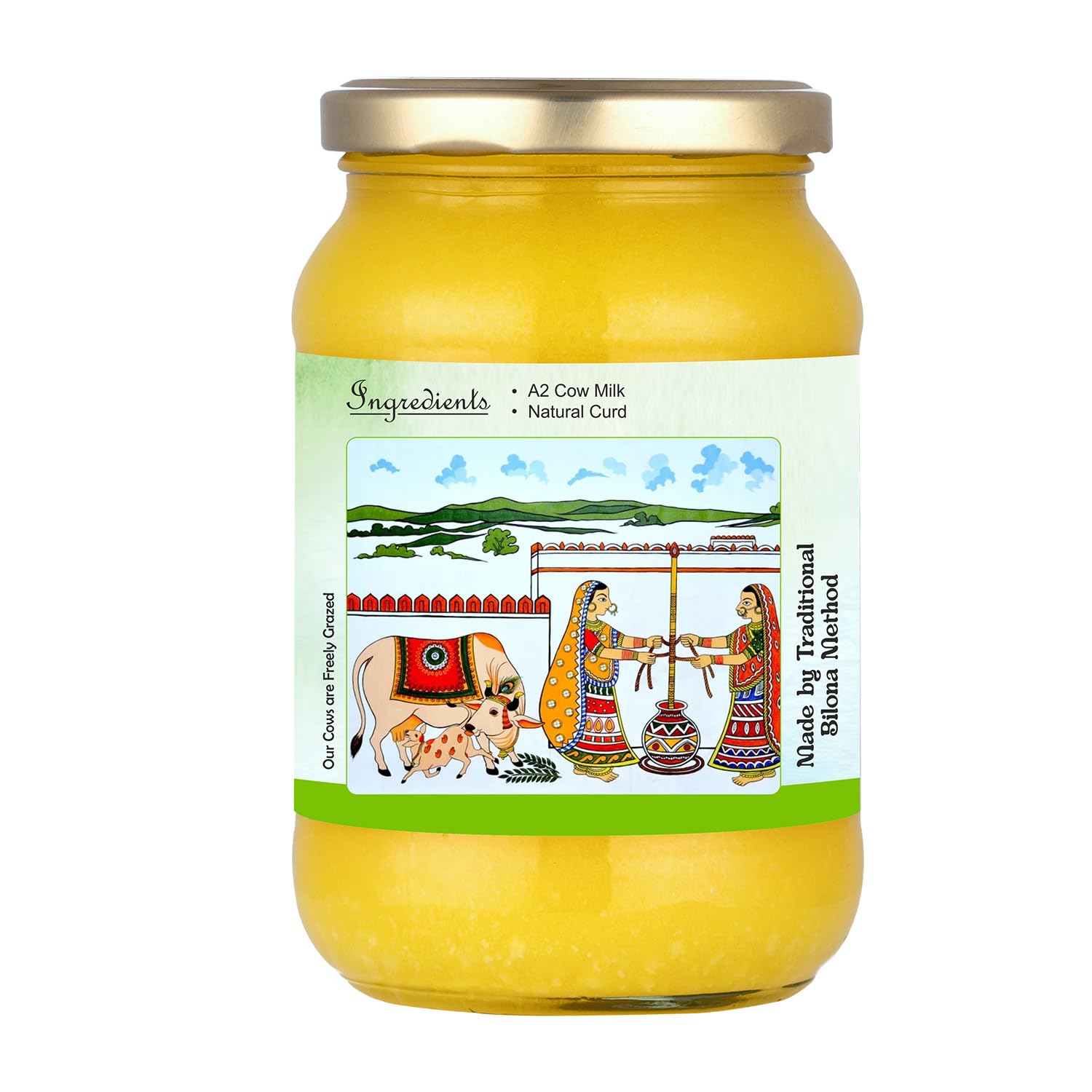 Pure Organic A2 Desi Cow Ghee By Hitkram | Homemade Healthy Fresh Desi Ghee Hand-Churned Using Traditional Bilona Method Good For Joint Pain | (500ml) 16.9 | Jar Pack Pure Organic A2 Desi Cow Ghee By Hitkram | Homemade Healthy Fresh Desi Ghee Hand-Churned Using Traditional Bilona Method Good For Joint Pain | (500ml) 16.9 | Jar Pack