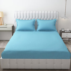 Wrinkle Resistant King Size Bedsheet With 2 Pillow Cover - 108 X 108 Inches, Sky Blue | Smooth, Breathable, Comfortable Double Bedsheet