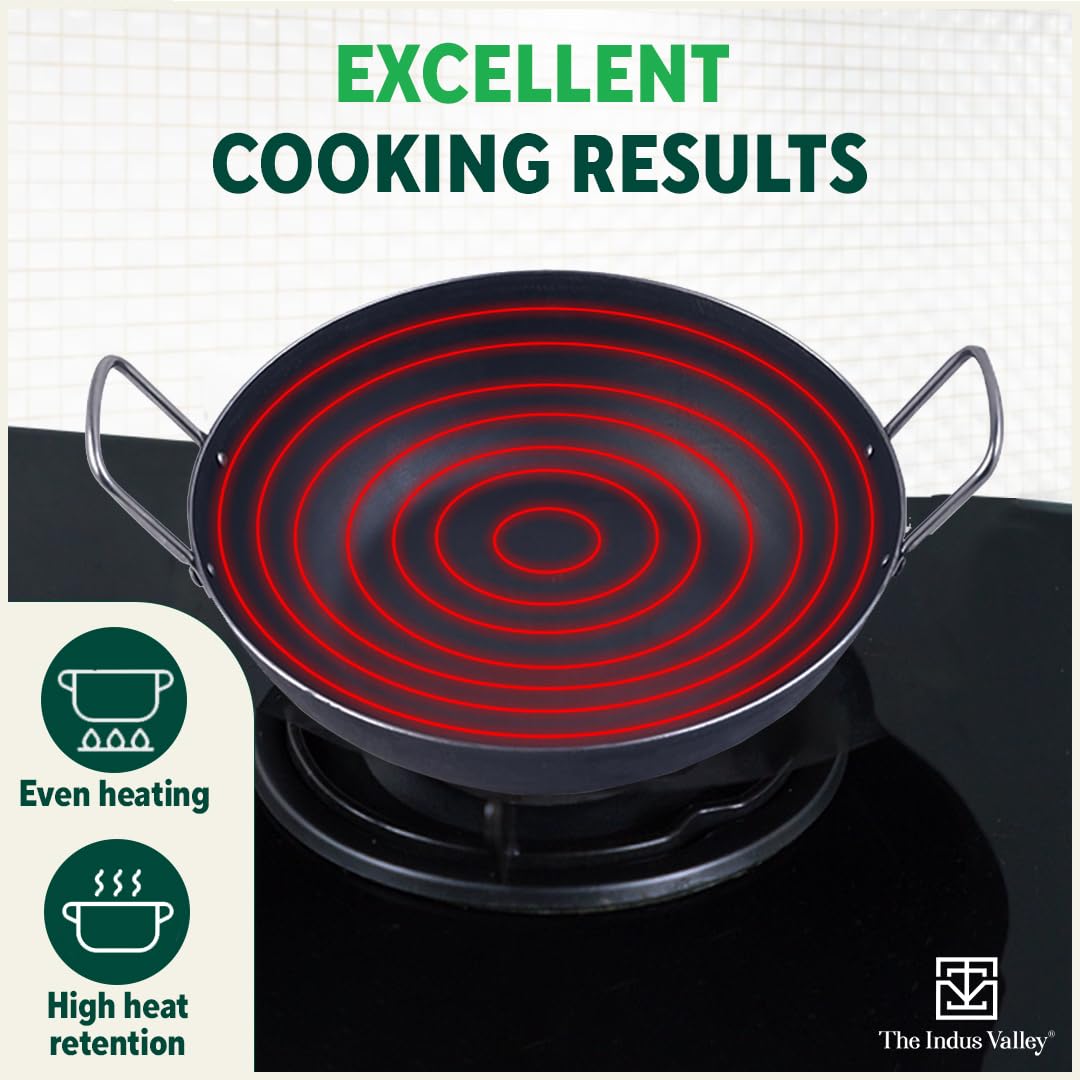 Pre-Seasoned Black Iron Cookware Set - Fry Pan 24.7 Cm, 1.5 Liters + Kadai 24.6 Cm, 2.7 Liters | Kitchen Cooking Combo Pots & Pans Set Of 2 Pcs - Naturally Nonstick Pre-Seasoned Black Iron Cookware Set - Fry Pan 24.7 Cm, 1.5 Liters + Kadai 24.6 Cm, 2.7 Liters | Kitchen Cooking Combo Pots & Pans Set Of 2 Pcs - Naturally Nonstick