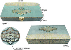 Designer Wodden Fancy Shagun Gift Boxes For Wedding, Shagun Cash Box Or Money Box With Mgi Printing For Wedding, Engagement, Holi, Diwali, Baby Showers, Colour - Sea Green, Pack Of 2
