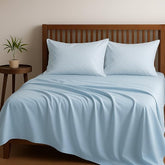Microfiber Plain Light Blue Bed Sheet Include Pillow Cover, Ultra Soft - 108x108 Inches | Good For Home, Hotel, Villa, Resort & Guest House Bedsheets For King