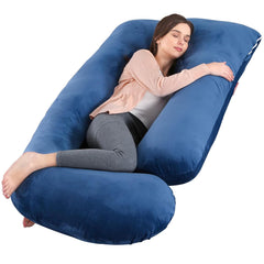 G Shaped Full Body Maternity Pillow For Pregnant Women, Dark Blue - 57 Inch | Washable Premium Cotton Cover | Adjustable Pillow, Multiple Positions Sleeping, Soft & Comfortable Pillow