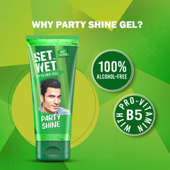Set Wet Styling Hair Gel For Men Party Shine , 50gm 1.7 Oz. | Strong Hold , High Shine | For Short To Medium Hair | No Alcohol , No Sulphate