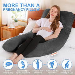 U Shaped Pillow, Pregnancy Pillow For Pregnant Women, Maternity Pillow, Grey Color | Pregnancy Gifts For Women, Maternity Soft Pillows For Pregnancy Sleeping, Washable Velvet Cover