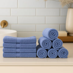 Caslino Small Cotton Face Towels 2000 Gsm | Soft & Absorbent Towel For Women & Men - Blue (Set Of 24)