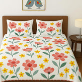 100% Cotton Double Bed Bedsheet Set With 2 Pillow Covers - 90 X 90 Inches, Multicolor | 144 Thread Count Soft & Breathable, For Bedroom & Gifting