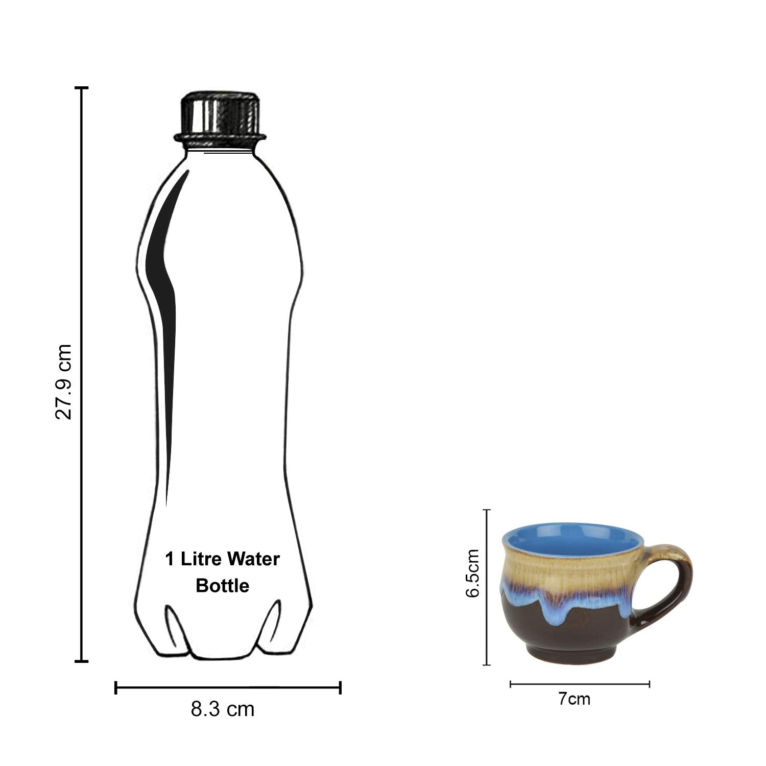 Studio Pottery Ceramic Flow Design Glazed Tea Cups Set Of 6 - Brown & Multicolor, 100ml Each | Chai Cups - Coffee Mug Set - Tea Cup Set Studio Pottery Ceramic Flow Design Glazed Tea Cups Set Of 6 - Brown & Multicolor, 100ml Each | Chai Cups - Coffee Mug Set - Tea Cup Set