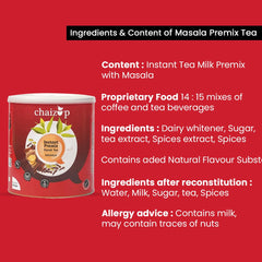 Chaizup Premium 1 Min Instant Masala Tea Premix - 500gm Can, 17.6 Ounce | Just Add Hot Water - Assam Masala Chai Powder | Low Caffeine, No Added Color - Home Like Tea