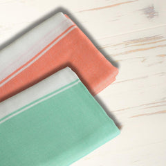 Aero Weav Ultra Lightweight Bamboo Bath Towel 200gsm | Compact, Portable & Less Than Skin-Friendly & Eco-Friendly Travel Towel (Wannabe Orange & Peppermint)- Pack Of 2