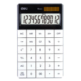 Deli 1589 Modern Calculator- White | Solar Power & Battery - For Professionals, Students, & Everyday Users