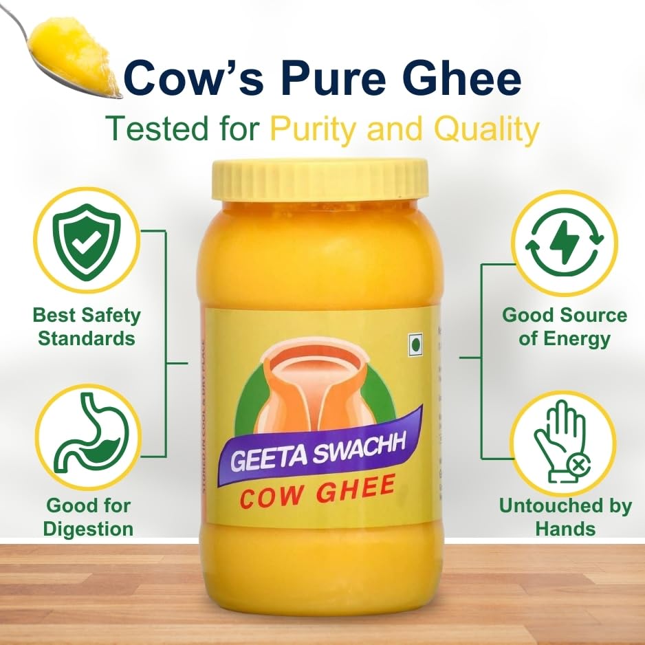 Organic Cow Desi Ghee By Geeta Swachh | Natural & Healthy Curd-Churned Desi Cow Ghee Good For Body Health | (2 Litre) 67.6 Ounce | Jar Pack Organic Cow Desi Ghee By Geeta Swachh | Natural & Healthy Curd-Churned Desi Cow Ghee Good For Body Health | (2 Litre) 67.6 Ounce | Jar Pack