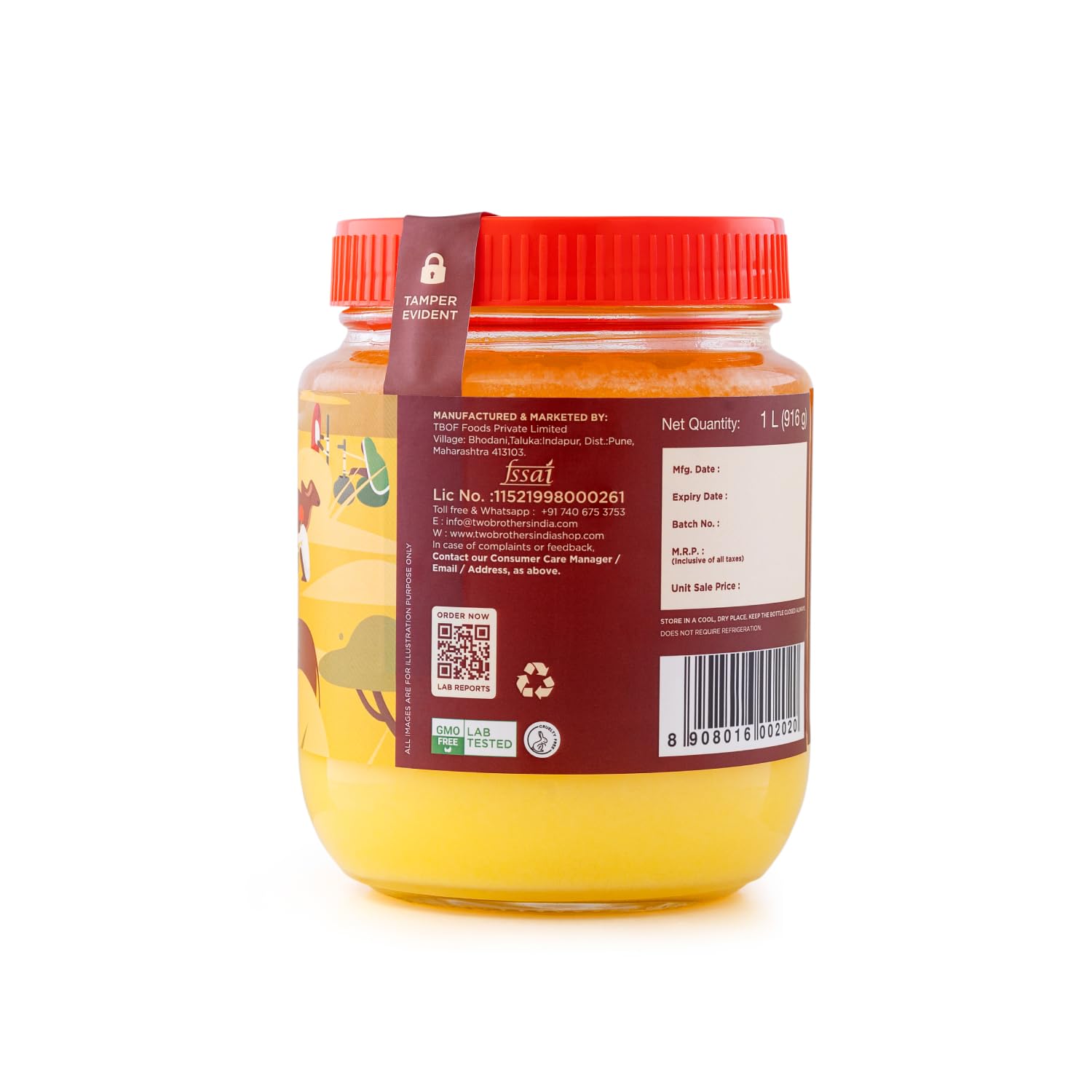 Organic Natural A2 Gir Cow Cultured Desi Ghee By Two Brothers Organic Farms | Naturally & Healthy Protein Fiber Desi Ghee Perfect For Boost Energy | (1 Ltr) 33.8 Ounce | Jar Pack Organic Natural A2 Gir Cow Cultured Desi Ghee By Two Brothers Organic Farms | Naturally & Healthy Protein Fiber Desi Ghee Perfect For Boost Energy | (1 Ltr) 33.8 Ounce | Jar Pack