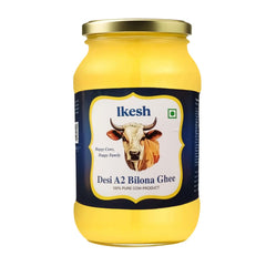 Organic A2 Bilona Cow Desi Ghee By Ikesh | High In Protein Fiber Healthy Desi Bilona Method Ghee Perfect For Sweets | (1 Litr) 33.8 Ounce | Jar Pack