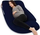 Premium Multipurpose Microfiber Pregnancy Pillow For Pregnant Women - Navy Blue | 100% Cotton, Zippered Cover, Lightweight, Removable Cover, Full Body Pillow, Soft Pillow - Pack Of 1