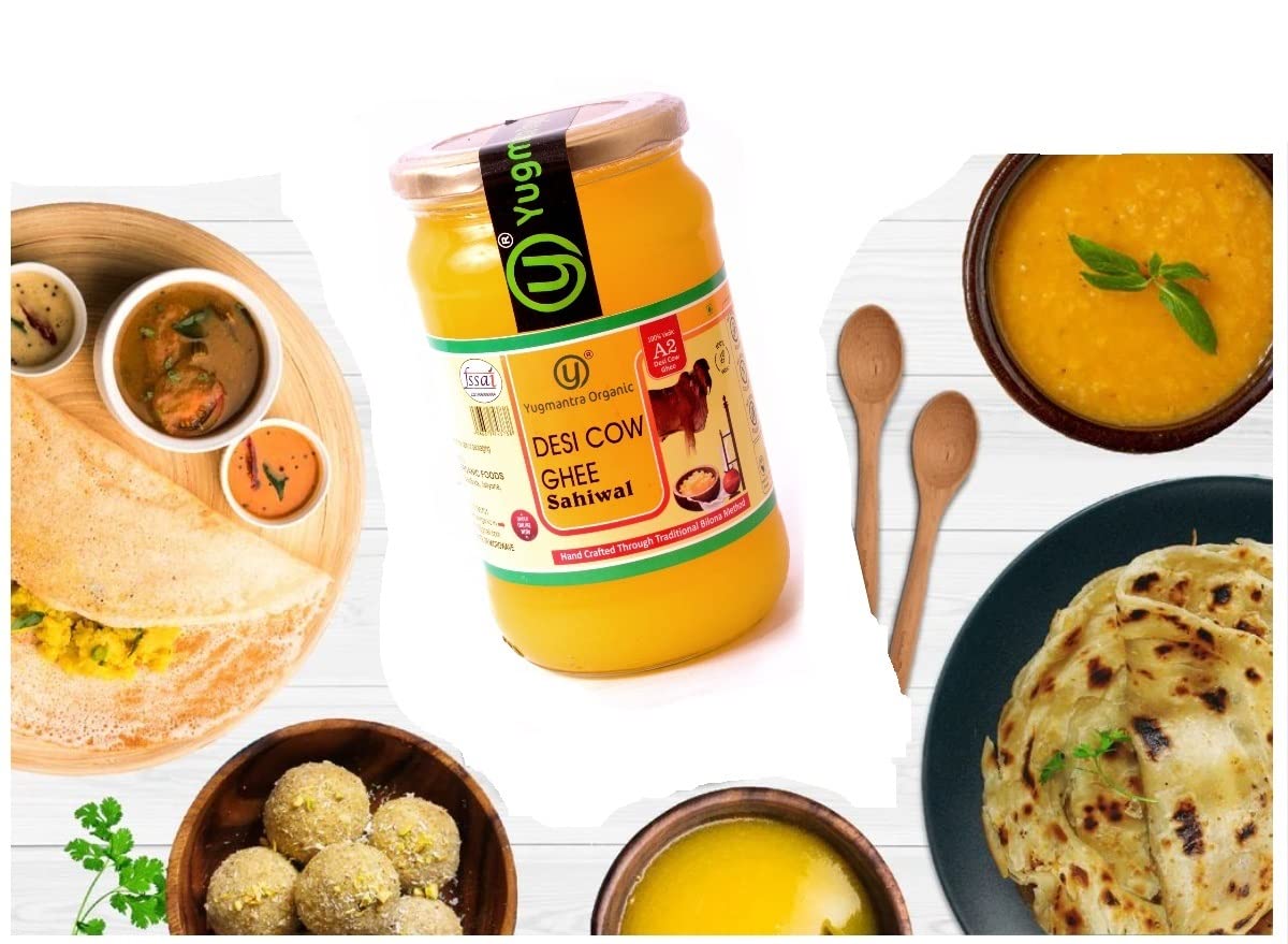 Premium A2 Danedar Desi Sahiwal Cow Ghee By Yugmantra Organic Foods | Healthy & Delicious Desi Ghee For Daily Pooja & Daily Kitchen Dishes | 1500ml (500ml * 3) 50.7 Ounce | Jar Pack Premium A2 Danedar Desi Sahiwal Cow Ghee By Yugmantra Organic Foods | Healthy & Delicious Desi Ghee For Daily Pooja & Daily Kitchen Dishes | 1500ml (500ml * 3) 50.7 Ounce | Jar Pack