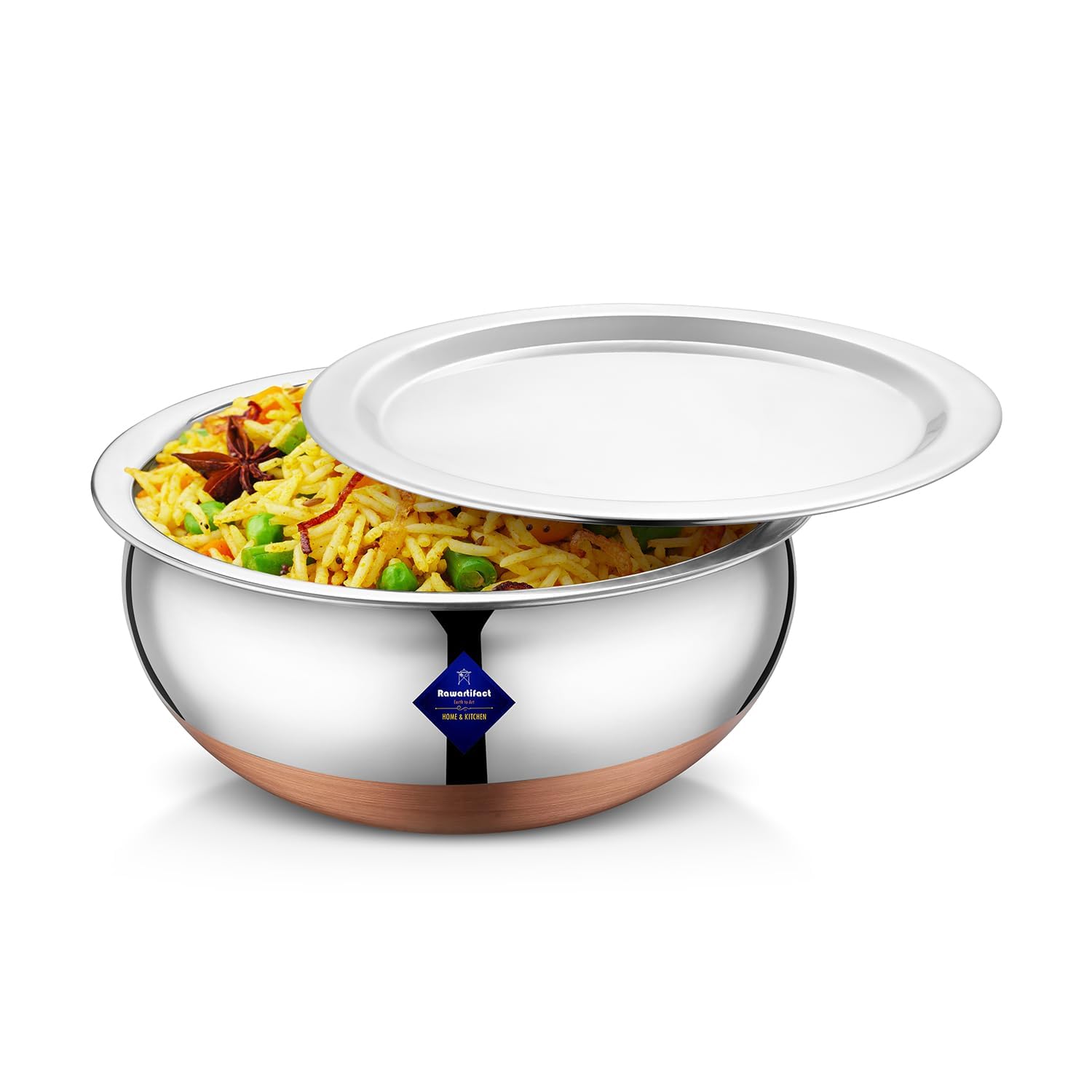 Silver Stainless Steel Copper Bottom Cookware Handi | Cooking, Serving Pot Pan, Bowl, Handi, Urli 1500ml Silver Stainless Steel Copper Bottom Cookware Handi | Cooking, Serving Pot Pan, Bowl, Handi, Urli 1500ml