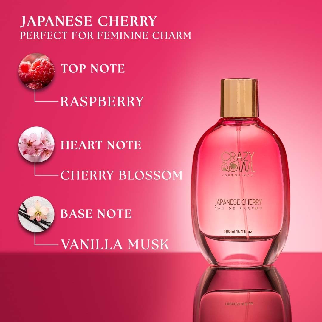 Crazy Owl Japanese Cherry Eau De Parfum 100ml 3.4 Fl.oz. Premium Long Lasting Luxury Unisex Perfume Crazy Owl Japanese Cherry Eau De Parfum 100ml 3.4 Fl.oz. Premium Long Lasting Luxury Unisex Perfume