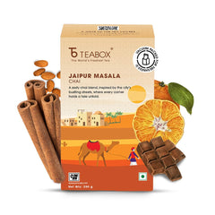 Teabox Jaipur Masala Chai Tea - 250gm, 8.8 Ounce | Blended With Cinnamon, Almond & Natural Orange - Inspired By The Opulent Palaces Of Jaipur | Medium Caffeine Tea Leaf