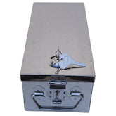 Stainless Steel Locker Boxes, Jewellery Boxes, Check Book Box, Cash Box, Bank Locker Box, Peti Size - 10 Inch Cash Box L-26.5cm, W-11cm, H-8.5cm, With Pre Fited Lock & 2 Key, Feature - Portable