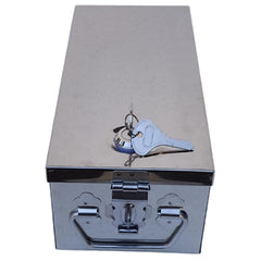 Stainless Steel Locker Boxes, Jewellery Boxes, Check Book Box, Cash Box, Bank Locker Box, Peti Size - 8 Inch Cash Box With Pre Fited Lock & 2 Key, Colour - Silver