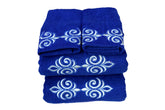 Comfigifts 100% Cotton 2 Bath & 2 Hand Towels 1400 Gsm | Soft, Absorbent, Lightweight Towels With Computerized Embroidery (Royal Blue D1)