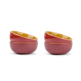 Ceramic Bowl Set Of 4 Pieces For Snacks - 330ml Each, Burgundy Brown | Maggie Bowl, Noodle Bowl With Glossy Finish - Premium Stoneware | Microwave Safe & Dishwasher Safe
