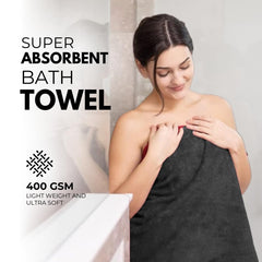 Black Gold The Finer Touch Premium Microfiber Bath Towels 800 Gsm | Lightweight Ultra-Soft Fade Resistant (Black) - 2 Pcs