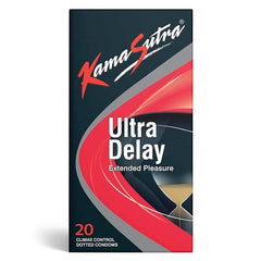 Kamasutra Ultra Delay Condom For Men | High Lubrication For Enhanced Pleasure| Combo Pack Of 20