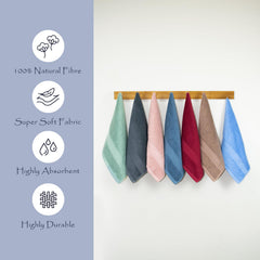 Rangoli 100% Cotton Fibre Hath Towel 1400 Gsm | Highly Durable & Super Absorbent Towel | Skin-Friendly & Quick Drying Luxury Hand Towels (Multicolor) - Pack Of 7