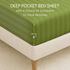 Elastic Fitted Bedsheet For Queen Size With 2 Pillow Covers | 60 X 78 Inches, Lime Green - Soft & Comfortable Ideal For Guest Room, Hotel