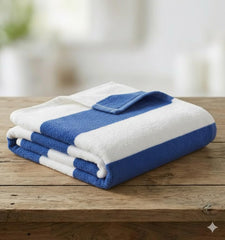 Cotton Bolls Textiles Premium 100% Cotton Bath Towel 450 Gsm | Ultra-Soft & Absorbent Quick Dry Durable Stripe Design Towel (Navy)
