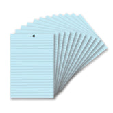 Wide Ruled 5x 8 - Inch 50-Sheet Lined Writing Note Pad, Easy Tear Off Sheets (Blue) Pack Of 12