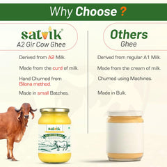 100% Natural A2 Gir Cow Ghee By Satvik Pure Ghee | Healthy & Delicious Nutrients Lab Certified Desi Ghee Good For Overall Health | 3 Litr (1 Litr * 3) 101.4 Ounce | Jar Pack