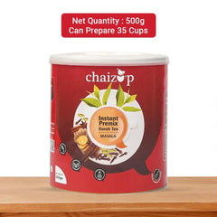 Chaizup Premium 1 Min Instant Masala Tea Premix - 500gm Can, 17.6 Ounce | Just Add Hot Water - Assam Masala Chai Powder | Low Caffeine, No Added Color - Home Like Tea
