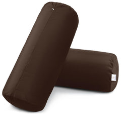 Microfiber Bolster Pillow For Bed & Sofa, Side, Diwan, Brown - 10 X 25 Inch | Round Side Pillow | Light, Soft & Fluffy For Neck & Back Support | Washable, Velvet Cover With Zip - Set Of 2