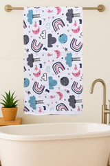Mafatlal Coo Coo 100% Cotton Kids Bath Towel 250 Gsm | Soft, Lightweight & Quick-Dry Fun Cartoon Print Towel (Multicolor) - 1 Pcs