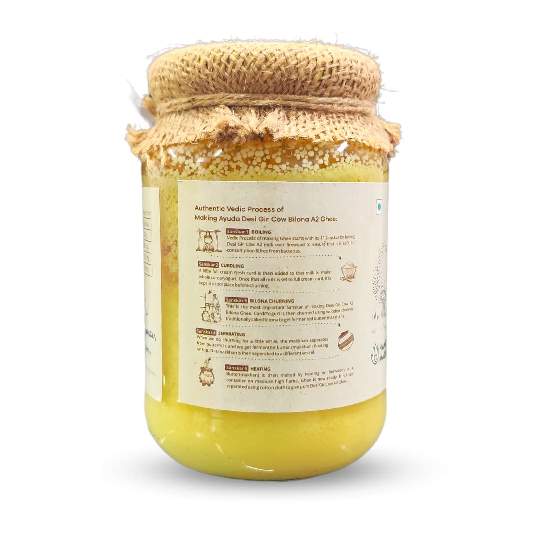 Organic Pure A2 Desi Cow Ghee By Ayuda Organics | Traditional Homemade Curd Churned Healthy Desi Ghee Good For Boost Energy | (500ml) 16.9 Ounce | Jar Pack Organic Pure A2 Desi Cow Ghee By Ayuda Organics | Traditional Homemade Curd Churned Healthy Desi Ghee Good For Boost Energy | (500ml) 16.9 Ounce | Jar Pack