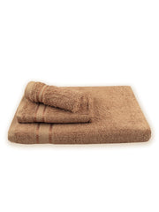 Ramraj Cotton Bamboo Terry Bath, Hand & Face Towel 850 Gsm | Quick Dry & Anti Microbial Combo Towel (Brown) - Set Of 3