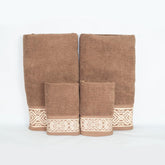 Rangoli 100% Cotton Fibre 2 Hand & 2 Bath Towel 1400 Gsm | Highly Durable & Absorbent Towel | Skin-Friendly & Quick Drying Luxury Towels (Golden Brown) - Pack Of 4