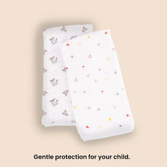 Haber Traditional Baby Muslin Bath Towel 110 Gsm | Organic Indian Cotton 4 Layer, Eco-Conscious & Safe Printed Muslin Cloth Towels | Pack Of 2 (Chopper & Trio)
