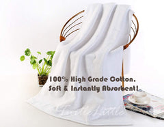 Turtlelittle Cotton Little Unicorn Pony Personalised Bath Towel 500 Gsm (White)